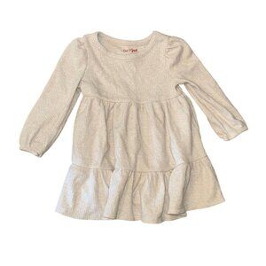 Cat & Jack 2T Toddler Girls Ribbed Long Sleeve Dress Beige Made In Vietnam
